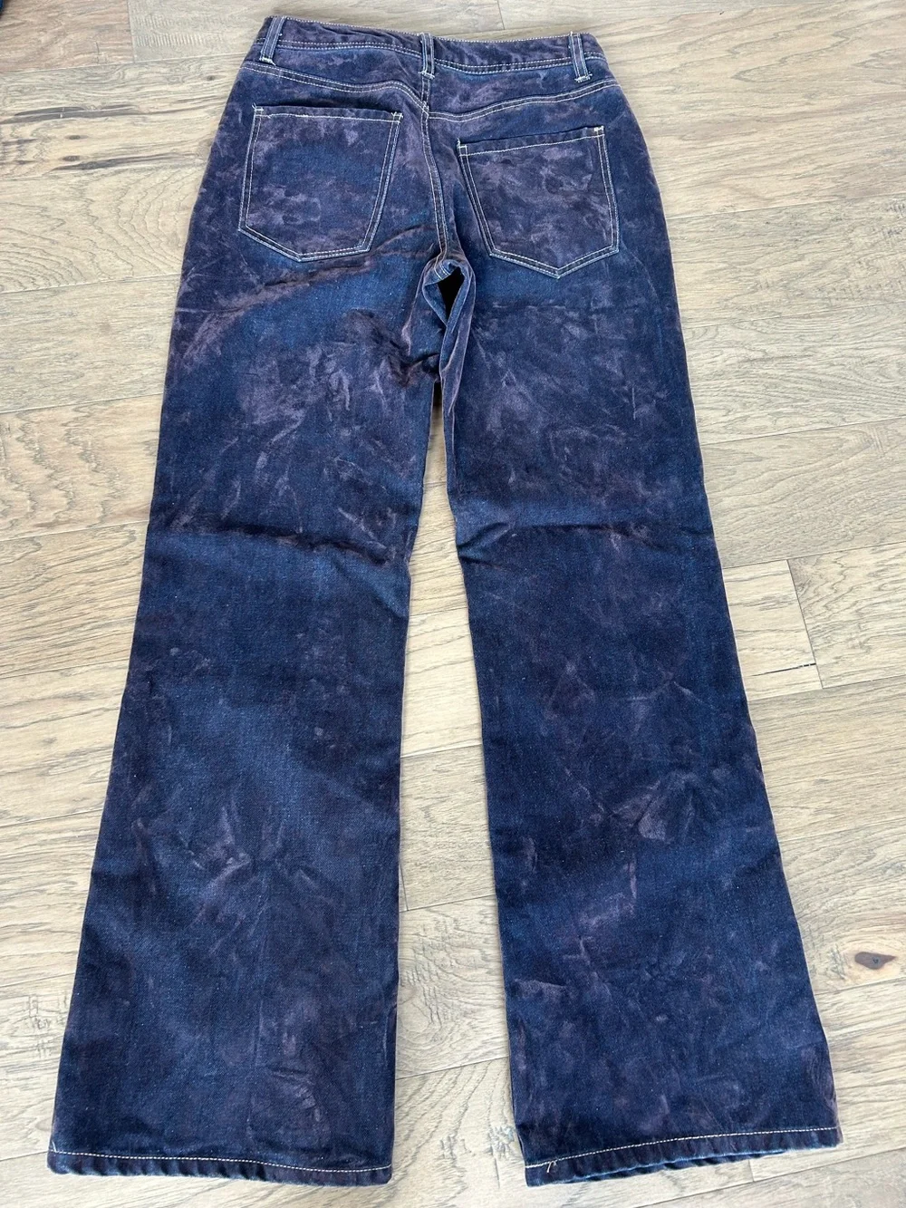 Forever 21 Dark Indigo Flocked High Rise Flare Jeans Size 27